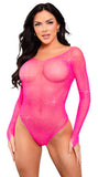 89231 Crystalized long sleeved fishnet thong back bodysuit by Leg Avenue