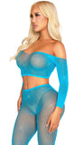 89354 rhinestone fishnet crop top and footless tights by Leg Avenue