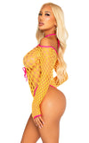 89350 eyelet net teddy with tie-front keyhole detail by Leg Avenue