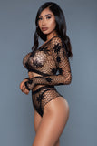2153 2 piece longsleeve bodysuit with floral design top and bottom by BeWicked