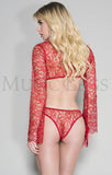 59079 tie front top with matching side tying strings panty, by Music Legs