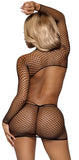 86132 Industrial net cut out long sleeved mini dress by Leg Avenue