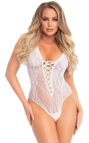 89248 floral lace thong teddy by Leg Avenue